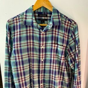 Aqua and Burgundy Plaid Lightweight Shirt